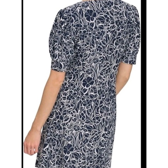 Tommy Hilfiger Navy White Floral V-Neck Shift Dress Size 10 Casual Office Chic - Picture 2 of 11